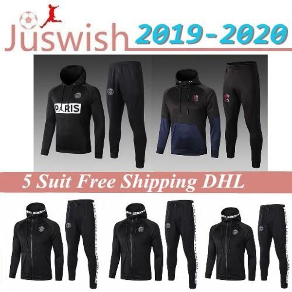

new 2019 paris white black jackets hoodies tracksuits 19 20 psg grey survetement 2020 blue mbappe long sleeve full zipper windbreaker coat, Black;red