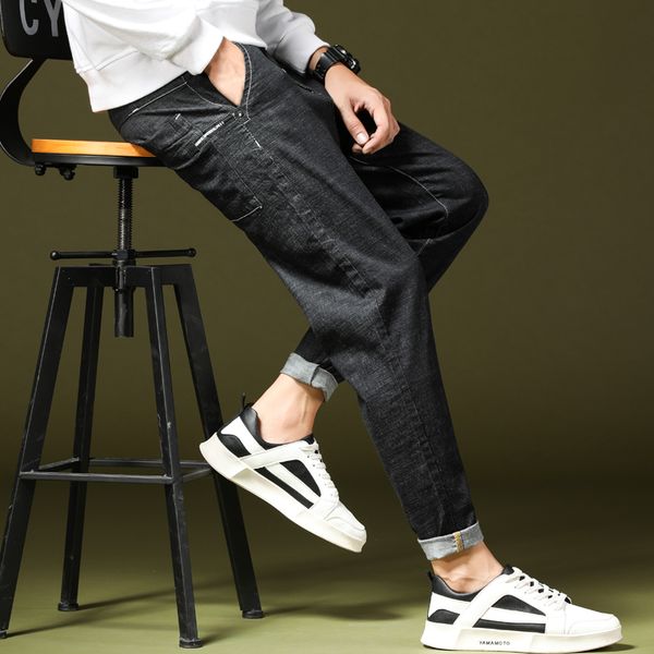 

the new men's jeans for spring are japanese baggy art jeans oversized pants, Blue
