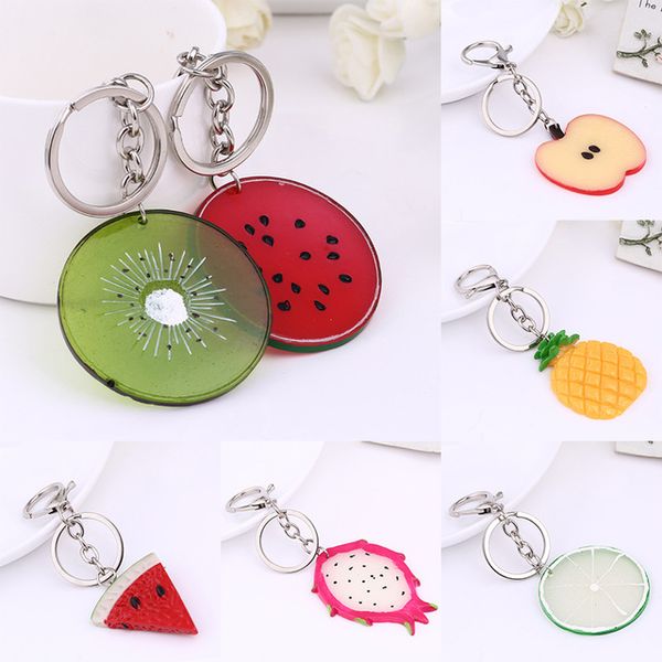 

Korean New Watermelon Orange rubber Key Chain For Women Pineapple keychain Fruit Kids schoolbag bag pendant