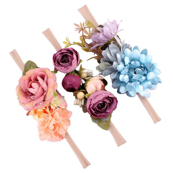 

3pcs new flower headband for girl hair accessories girl headwear bow, Slivery;white
