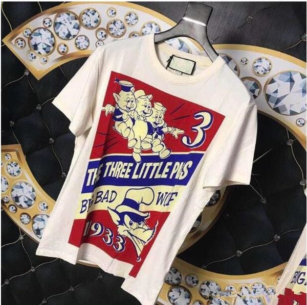 

Лето новый футболка три свиньи мультфильм печати горячий стиль хлопок с коротким