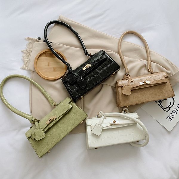 

2020 new korean style crocodile lock buckle portable bag female summer non-mainstream solid color shoulder underarm bag