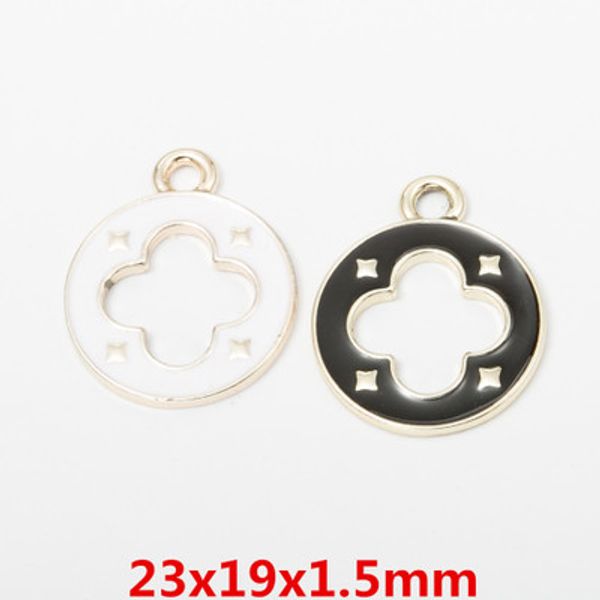 

500pcs 23*19*1.5mm vintage gold drop oil zakka four-leaf clover pendant diy jewelry accessories wholesale, Bronze;silver