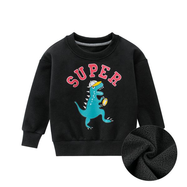 

2019 autumn new style fashion long sleeve o-neck sweatshirt baby boy clothes kids velvet cartoon dinosa black clothes 2-8t
