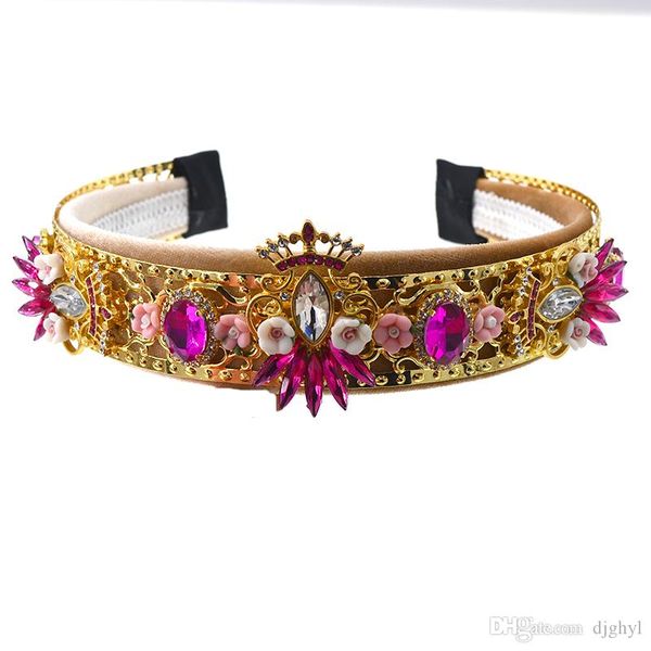 

барокко старинные жемчужные элегантные ленты для волос цветочный горный хрусталь розовые кристаллы оголовье для женщин головной убор головно, Silver