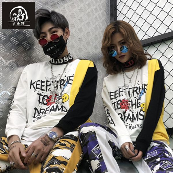 

мужская и женщины печатного hoodie новой пары streetwear хип-хоп толстовка моды сыпучее unisex кофта топов мужской одежда, Black