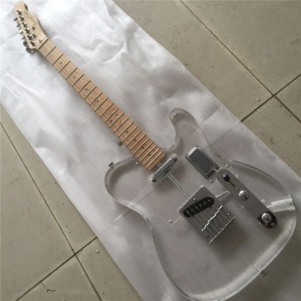 

Бесплатная доставка Акриловый теле корпус LED гриф Теле Электрогитара Guitarra