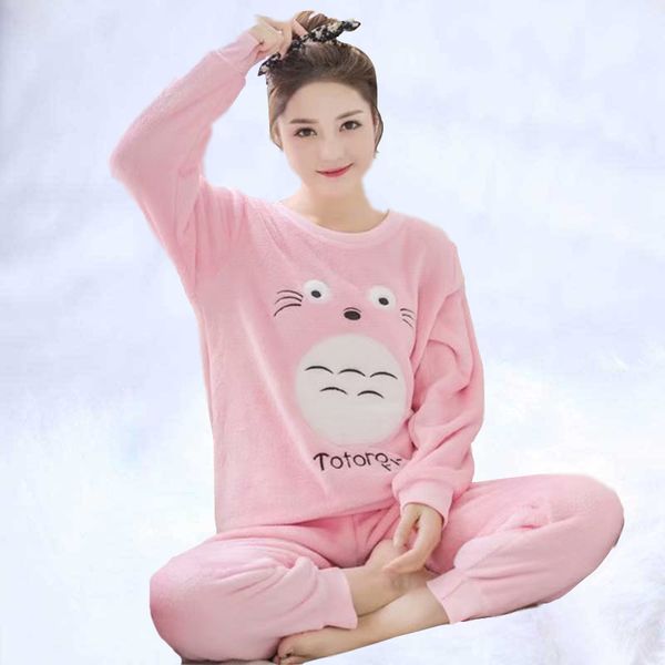 

осень и зима с длинным рукавом pajamawomen мультфильм пижамы женщин животных 2019 пижамы наборы брюки пижамы -xxl, Blue;gray