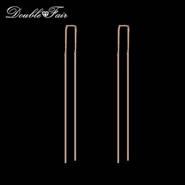 

double fair simple strip bar long chain drop/dangle earrings silver/rose gold color fashion jewelry earring for women dfe789