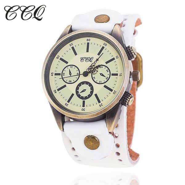 

men fashion casual leather quartz three eyes men retro three big dial bracelet watch relogio masculino digital erkek kol saati, Slivery;brown
