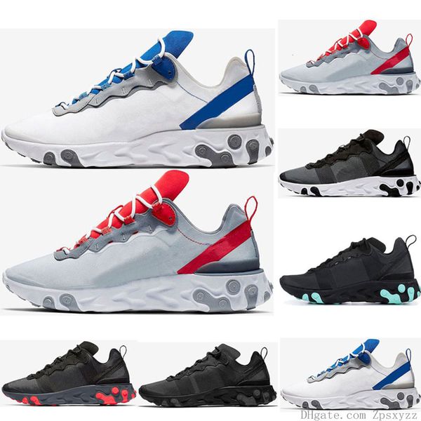 

2019 react element 55 running shoes for men womens jade solar red triple black white royal red sports sneakers shoes size 36-45