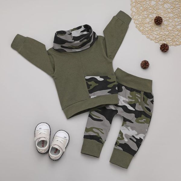 

с длинным рукавом футболка топ с длинным рукавом камуфляж pant 2pcs набор для младенцев и мальчиков осень зима outfit baby boy 0-24м, White