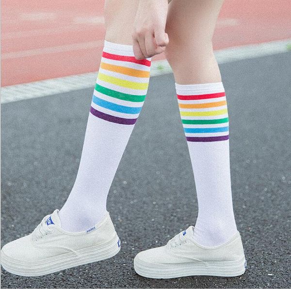 

autumn and winter rainbow stockings, Black;white