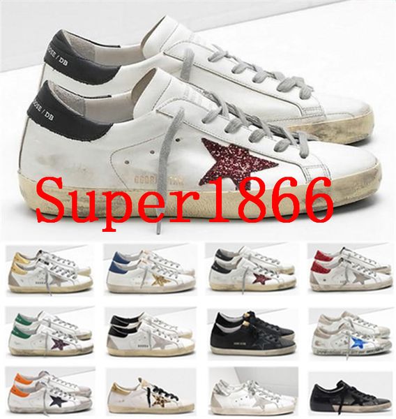 

Италия бренд многоцветный каблук Золотой суперзвезда гуси дизайнерские кроссовки мужчины / женщины классический белый Do-old грязная обувь Повседневная обувь размер US5-11