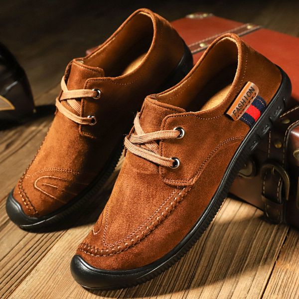 

2019 new men casual shoes loafers men shoes quality split leather flats moccasins chaussure homme, Black