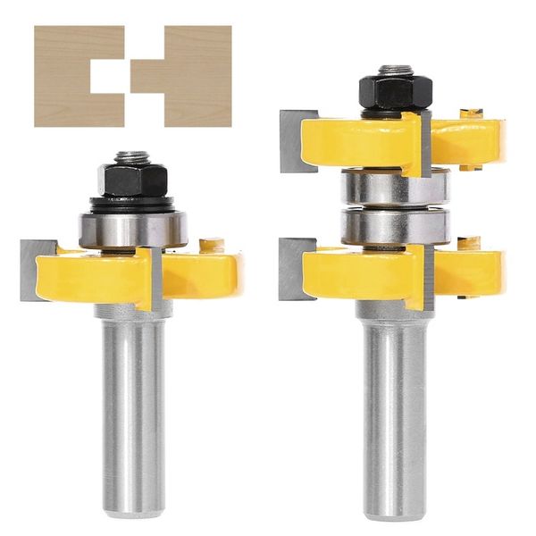 

2pcs 1/2 inch shank tongue and groove joint assembly router bit set 1-1/2 inch stock wood cutting tool