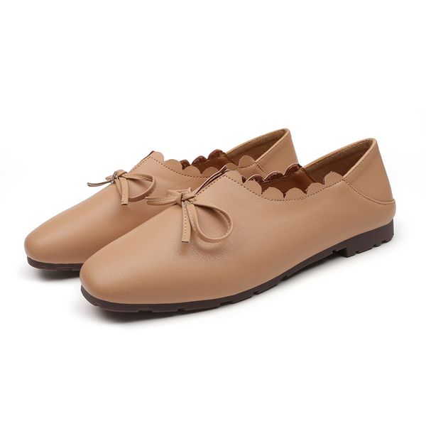

women's shoes spring, summer and autumn, new square head super soft flat shoes, bow, two wearing shallow mouth tendon shoes, Black