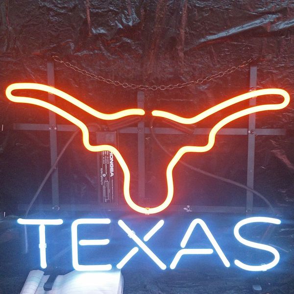 

texas led неоновая вывеска пользовательские открытый бар клуб дисплей развлечения украшения стекло неоновая лампа свет металлический каркас