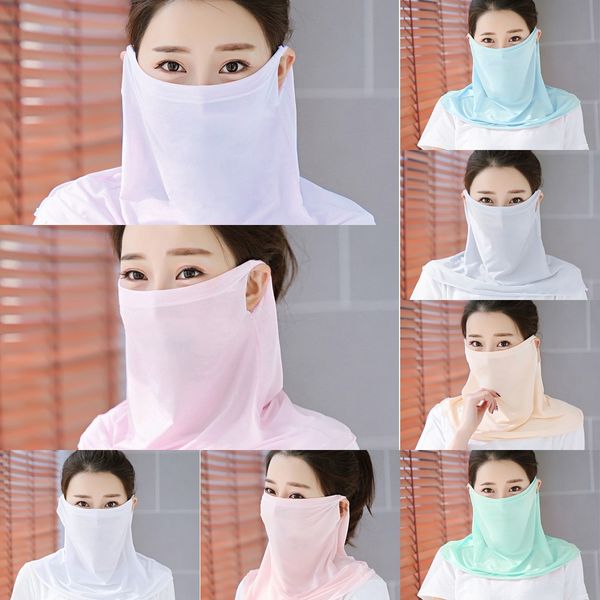 

cprkq 2020 protection mouth mask lightweight face mask scarf sun sell mask outdoor riding masks protective silk scarf handkerchief, Black