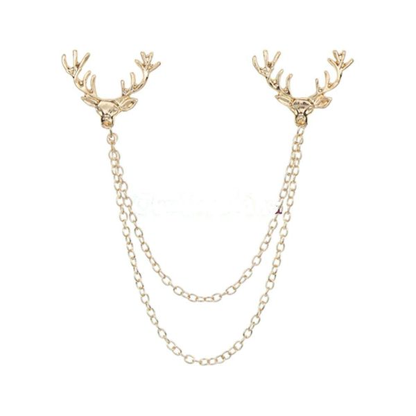 

2020 designer brooch european and american jewelry alloy suit shirt deer head tassel collar pin high-end christmas animal men and women jewe, Gray