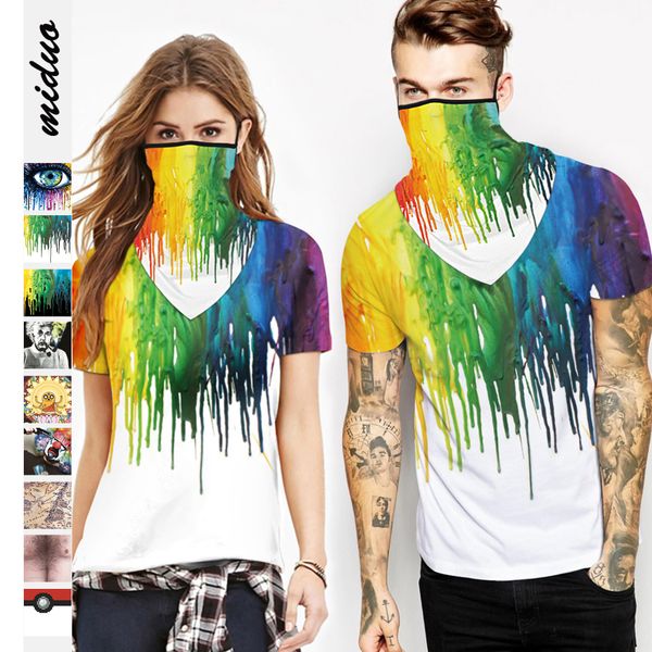 

chest hair wear wear couple dress color ink digital printing couple clothes t-shirt men's and women's short sleeve top, White