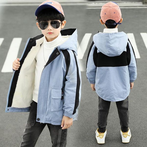 

детская одежда для мальчиков новая зимы куртки ветровки младенца толстые хлопка пальто теплое plus velvet outwear, Blue;gray