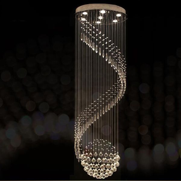 DHL Lampadario di cristallo moderno K9 per design a spirale Lampada di cristallo di lusso a LED a sospensione Lampada da corridoio per scala interna