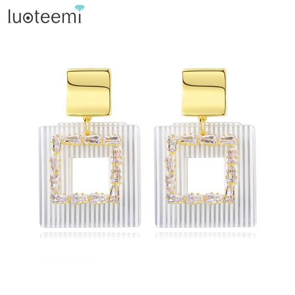 

luoteemi korean big square drop earrings for women wedding engagement fashion jewelry party pendientes bijoux christmaas gifts, Silver
