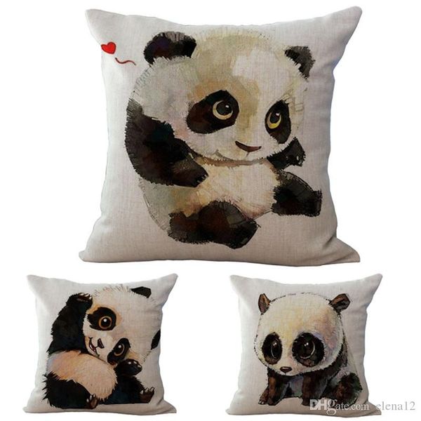 

cute and lovely baby panda pillow case cotton linen chair seat and waist 45x45cm pillow cover home textile living 240453