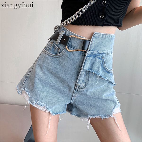 

chic fashion korean denim shorts women casual streetwear 2020 summer high waist women's jean shorts blue denim short pants, White;black