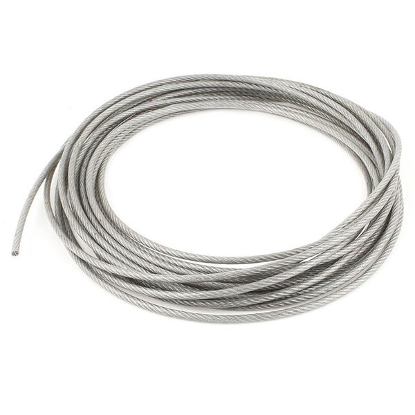 

5mm dia steel pvc coated, flexible wire rope cable 10 meters transparent + silver