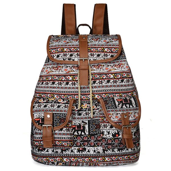 

fanson 2019 new woven fabric female bagpack aztec women backpack bohemia boho laides drawstring rucksack girls school bags