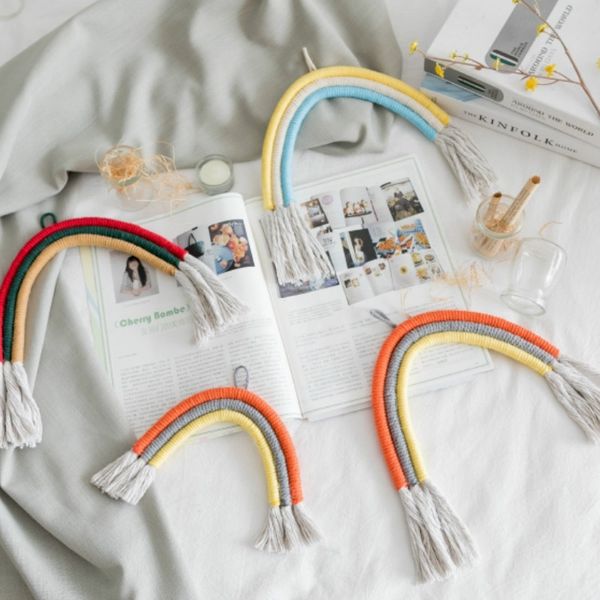 

home decoration accessories rainbow hand-woven jewelry nordic fresh and simple children's room wall decoration hanging-abux garden deco