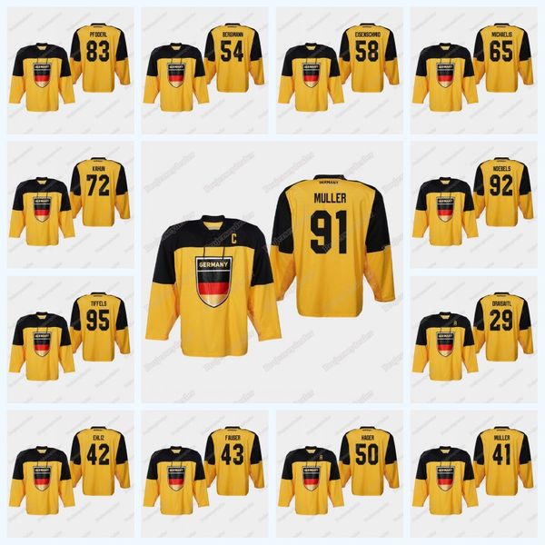 

Germany 2019 IIHF World Championship Jersey 54 Lean Bergmann 95 Frederik Tiffels 58 Markus Eisenschmid 54 Lean Bergmann 72 Dominik Kahun