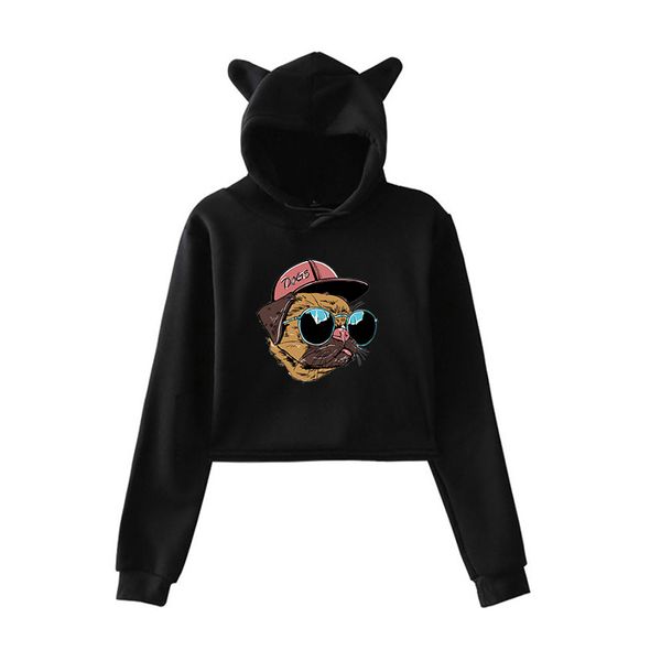 

2019 новая harajuku весна осень девушка hoodie собак печать женщина толстовки женские толстовки dropshipping обрезанные повседневная одежда, Black