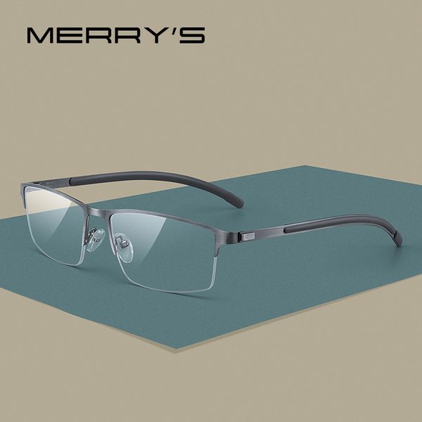 

merrys design men titanium alloy glasses frame half optical frame myopia prescription optical eyewear alloy rubber temples s2158, Black