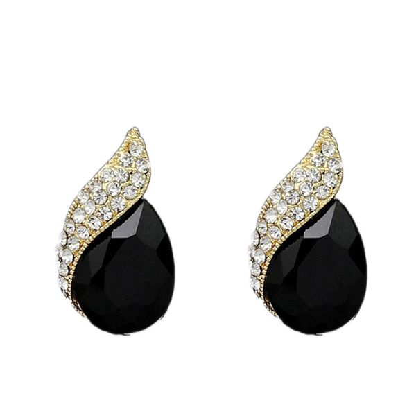 

delicate chic teardrop crystal gem stone inlaid women beautiful earring jewelry, Golden;silver