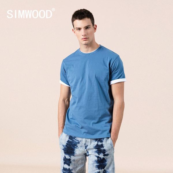 

simwood 2020 summer new 100% cotton white solid t shirt men causal o-neck basic t-shirt male classical 190449 cx200702, White;black