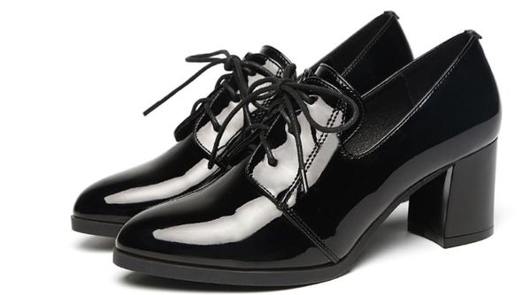 

women's shoes in spring and autumn high coarse heel pointed end@8141, Black