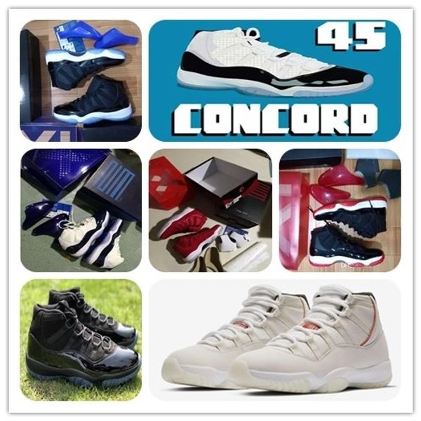 

11 concord 45 platinum tint cap and gown basketball shoes 11s xi space jam bred win like 96 82 real carbon fiber sports sneaker original