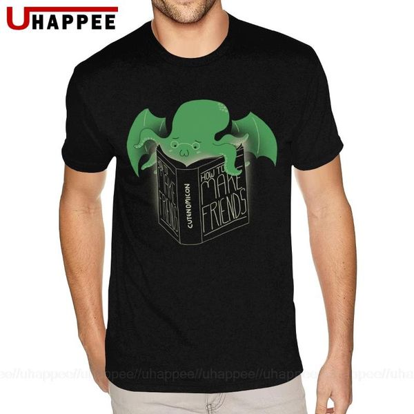 

grey cthulhu make friends tee shirt men bespoke short sleeved white round neck shirt, White;black