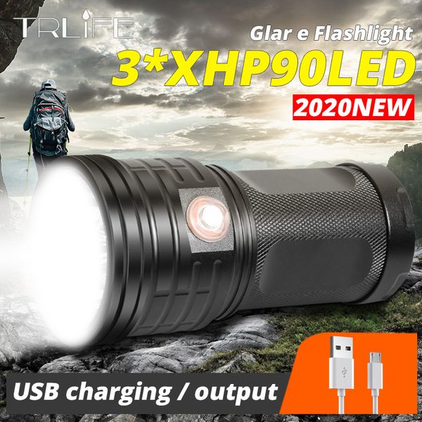 

xlamp led searchlight ultra powerful t6 xhp90 torch lanterna usb charging lamp portable power bank light by 18650