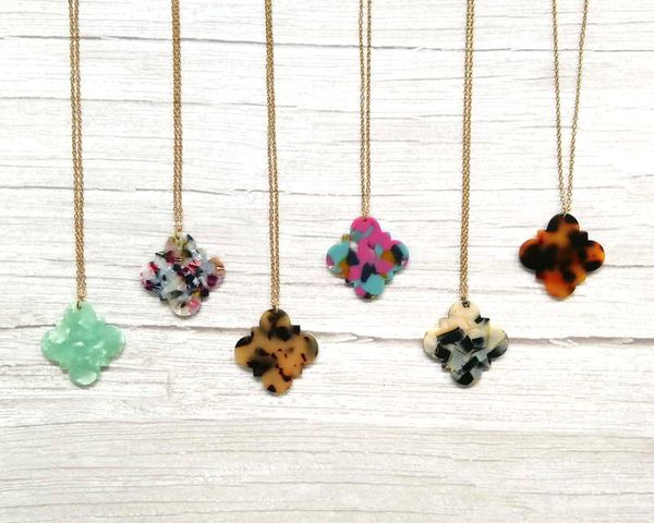 

zwpon trendy colorful square acrylic pendant necklace geometric quadrangle acrylic acetate pendant neckacle for woman jewelry, Silver