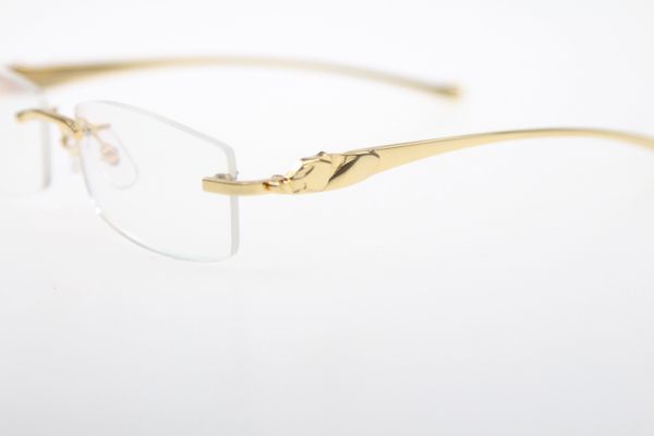 Toptan-Altın Çerçevesiz Leopar Serisi Gözlük Kadın Moda Tasarımcısı Gözlük Kutusu Ile Çerçeve Boyutu: 54-18-135mm