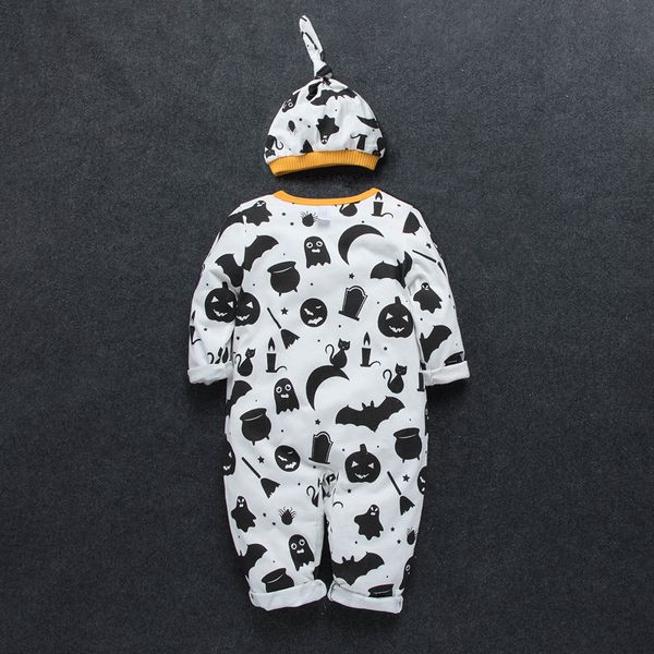 

kids suits boys children's wear halloween pumpkin letter printing dress + hat two-piece two-piece letter print, White
