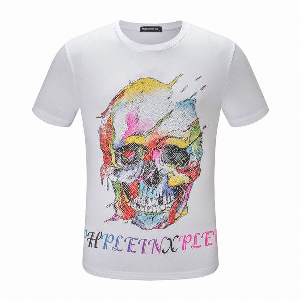 

paris brand clothes mens t shirts crew neck short sleeve printed phillip plain brand t shirts cotton 2020 new, White;black