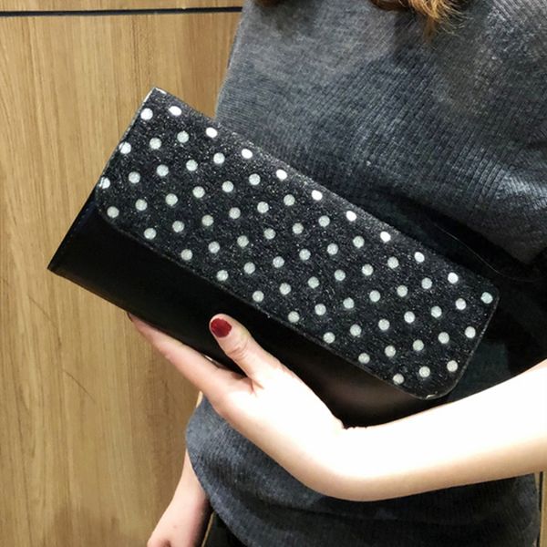 

women genuine leather envelope clutch purse polka dot evening bag handbag shoulder bag crossbody bags bridal prom party wedding