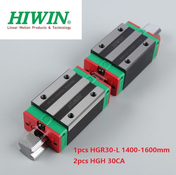1 pièces Original nouveau HIWIN HGR30-1400mm/1500mm/1600mm guide linéaire/rail + 2 pièces HGH30CA blocs étroits linéaires pour pièces de routeur cnc