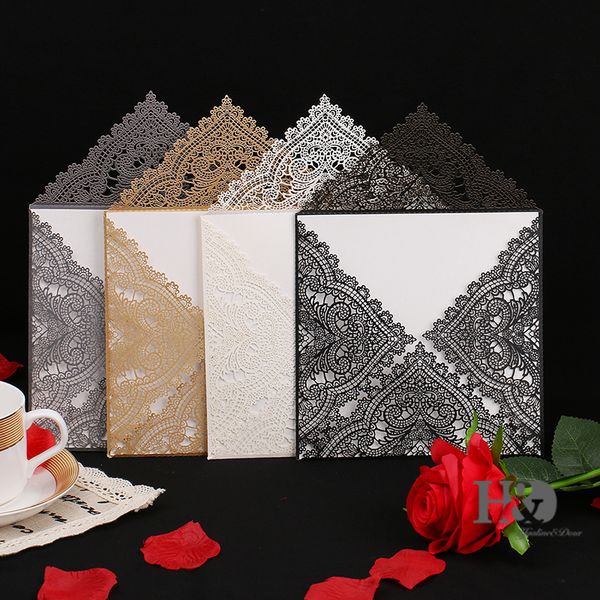 

60pcs wedding party invitation card romantic decorative cards envelope delicate carved pattern wedding invitations party supply