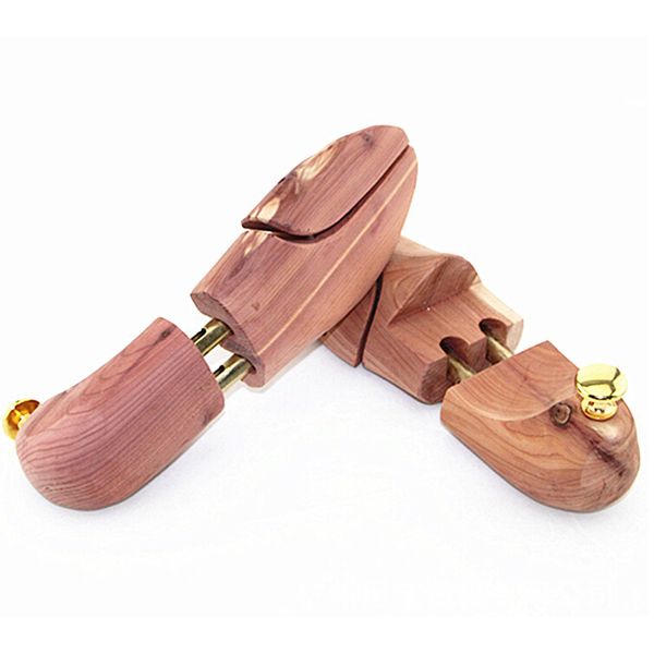 

1 pair of shoe shoe trees of wood width adjustable for mens eu 43-44, White;pink